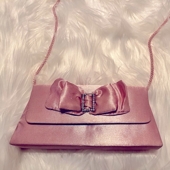 Vintage Pink Satin Clutch Bag - Picture 1 of 5